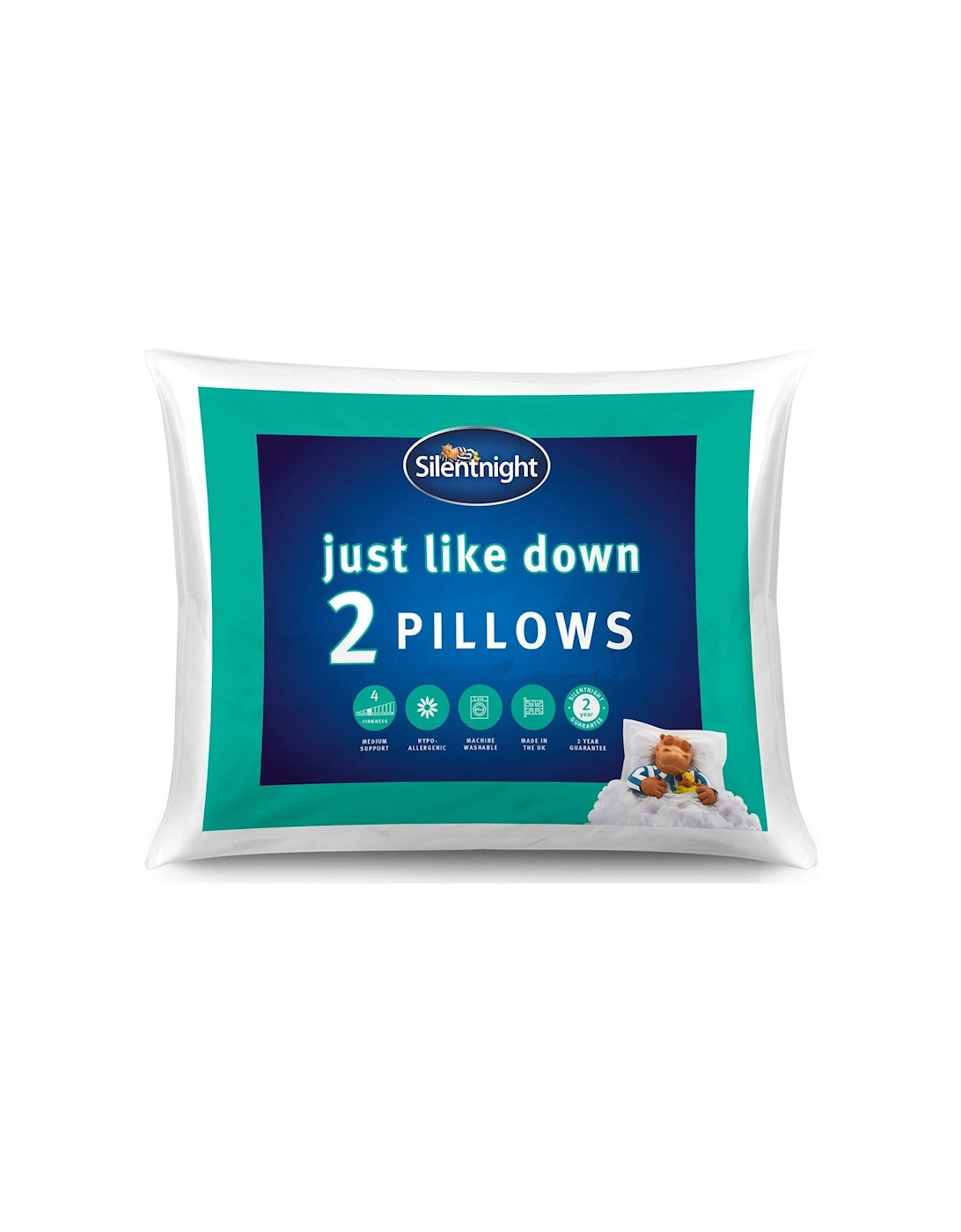 Just Like Down Overlocked Pillow - 2 Pack - White, 3 of 2