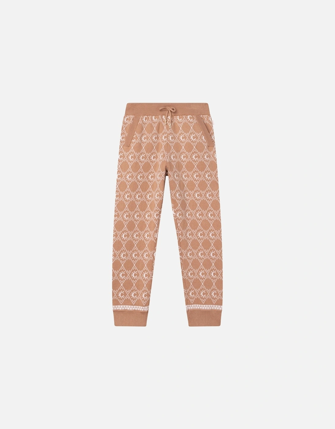 Chloe Girls Knitted Logo Joggers Brown, 5 of 4