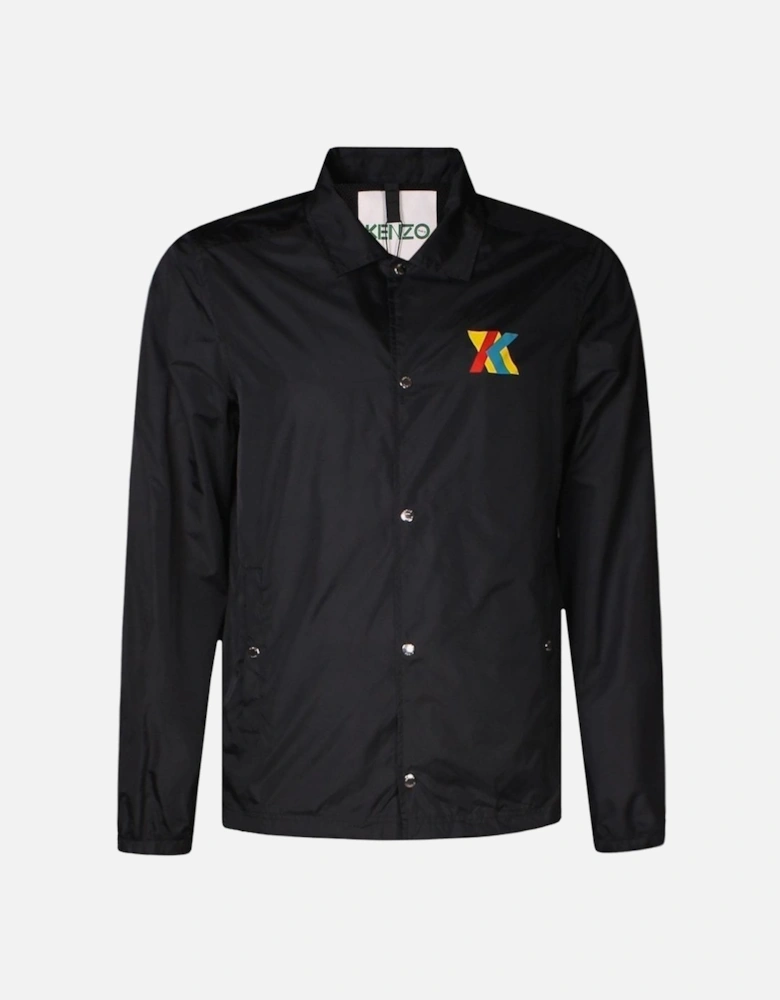 Men's Multi-Colour Logo Print Coach Jacket Black