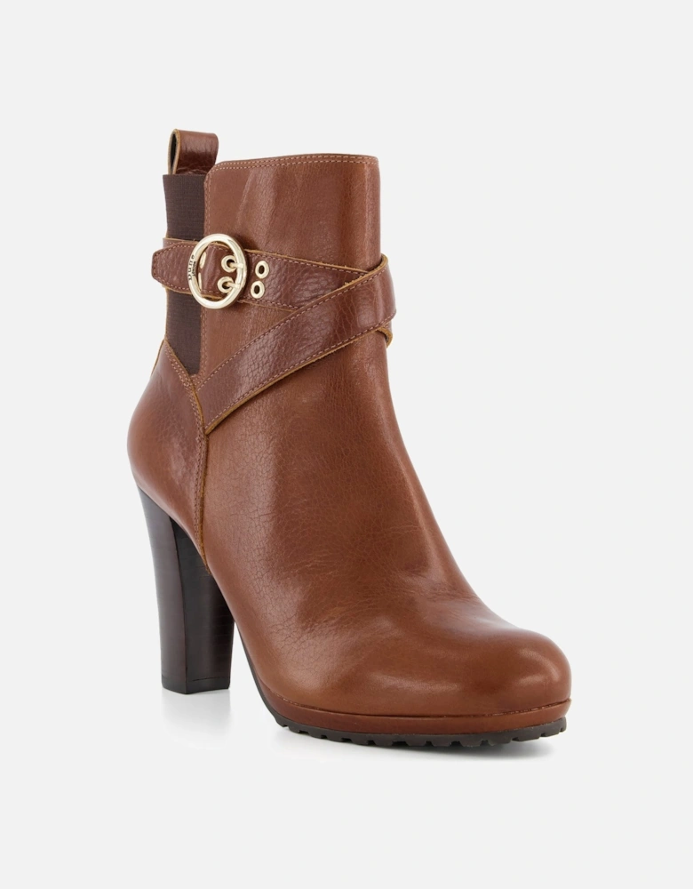 Ladies Oreana - Buckle-Detail Leather Heeled Ankle Boots