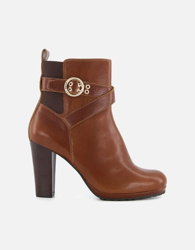 Ladies Oreana - Buckle-Detail Leather Heeled Ankle Boots