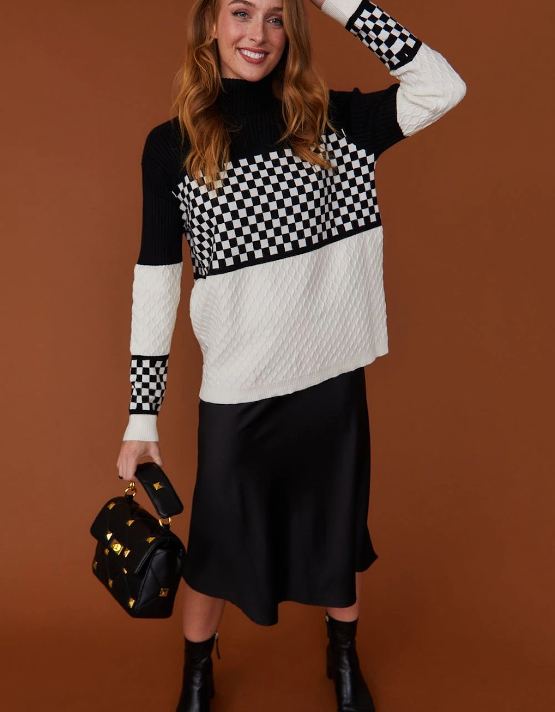 Check Black and White Cashmere Jumper, 5 of 4