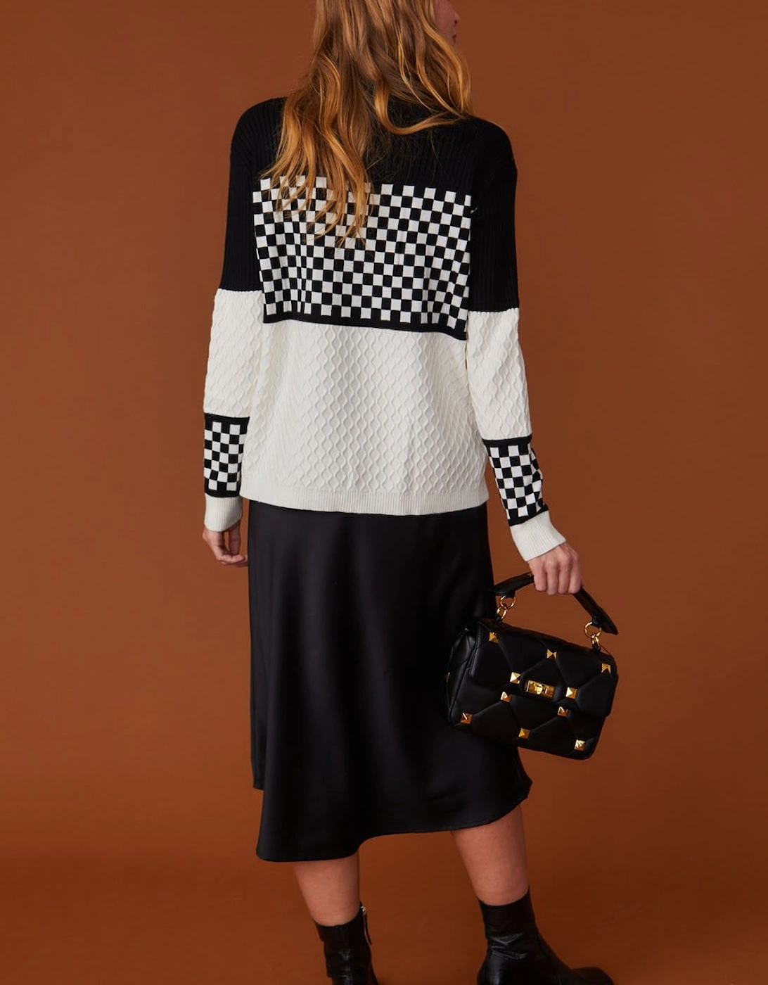 Check Black and White Cashmere Jumper