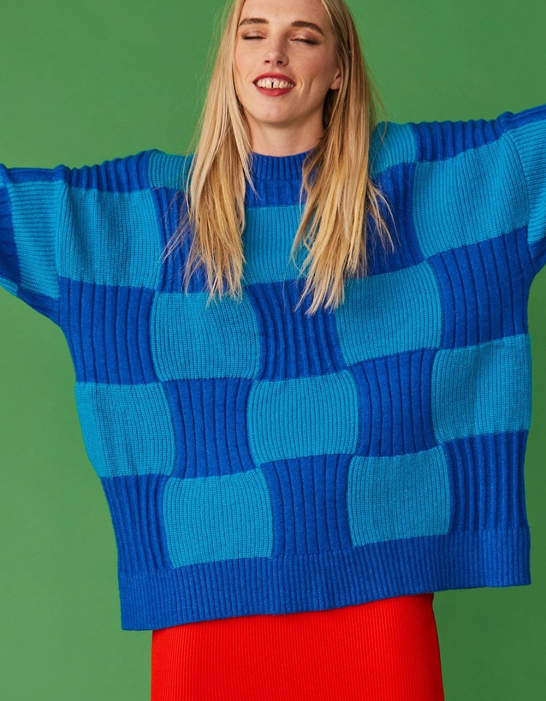 Check Cashmere Jumper in Blue, 7 of 6