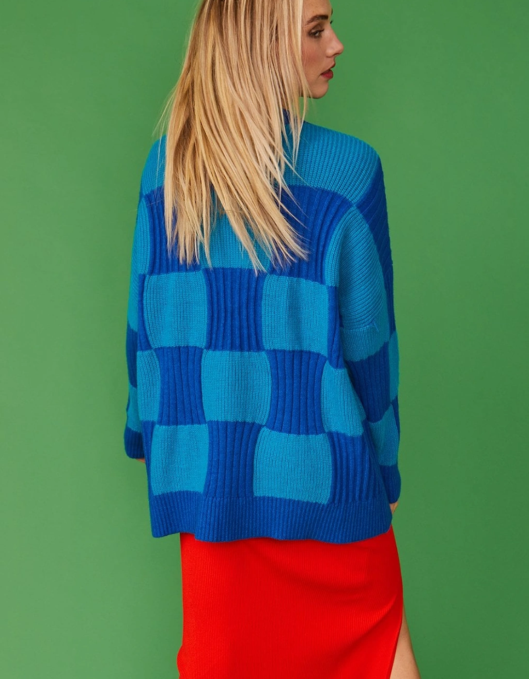 Check Cashmere Jumper in Blue