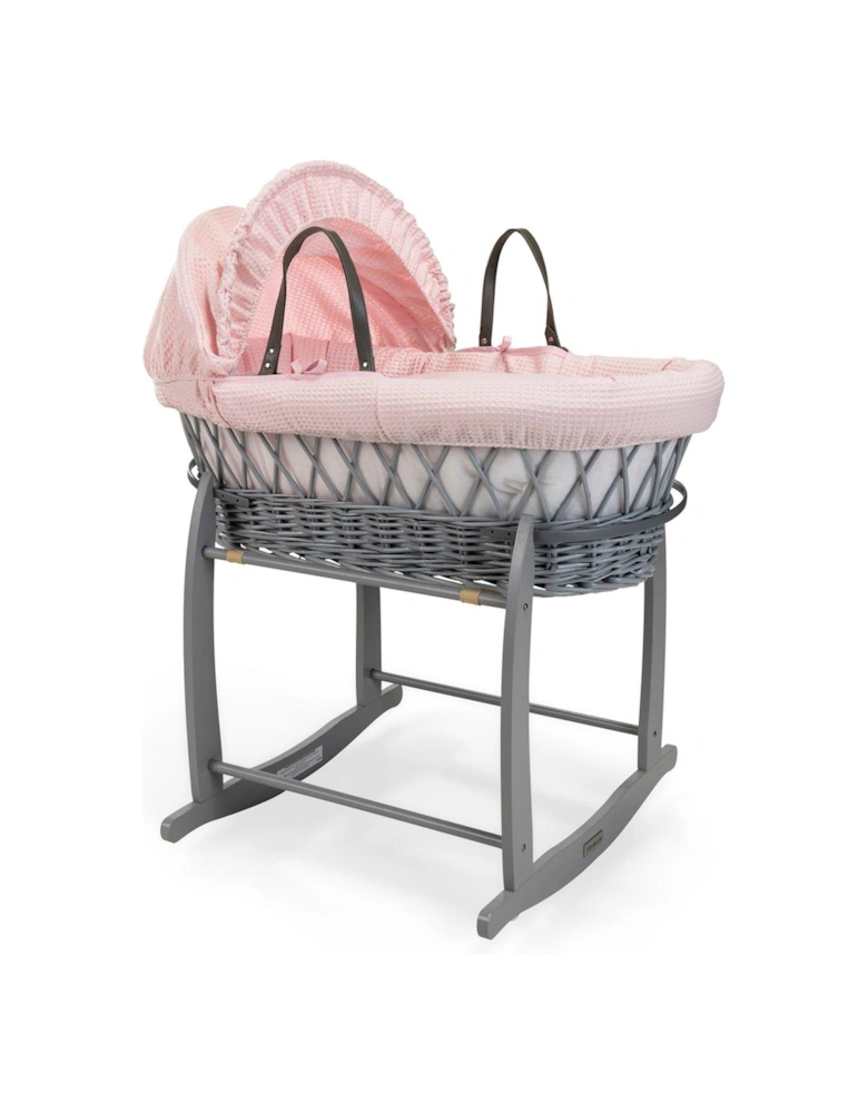 Waffle Pink Wicker & Deluxe Stand Grey