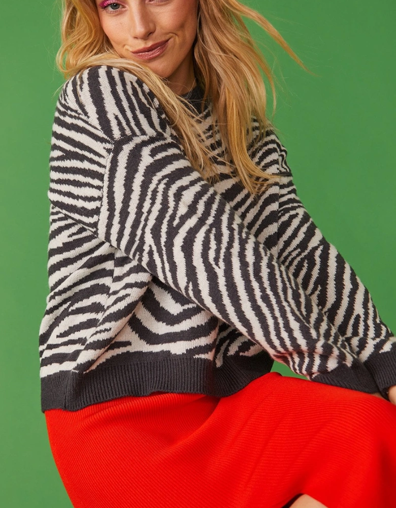 Zebra Print Cashmere Sweater