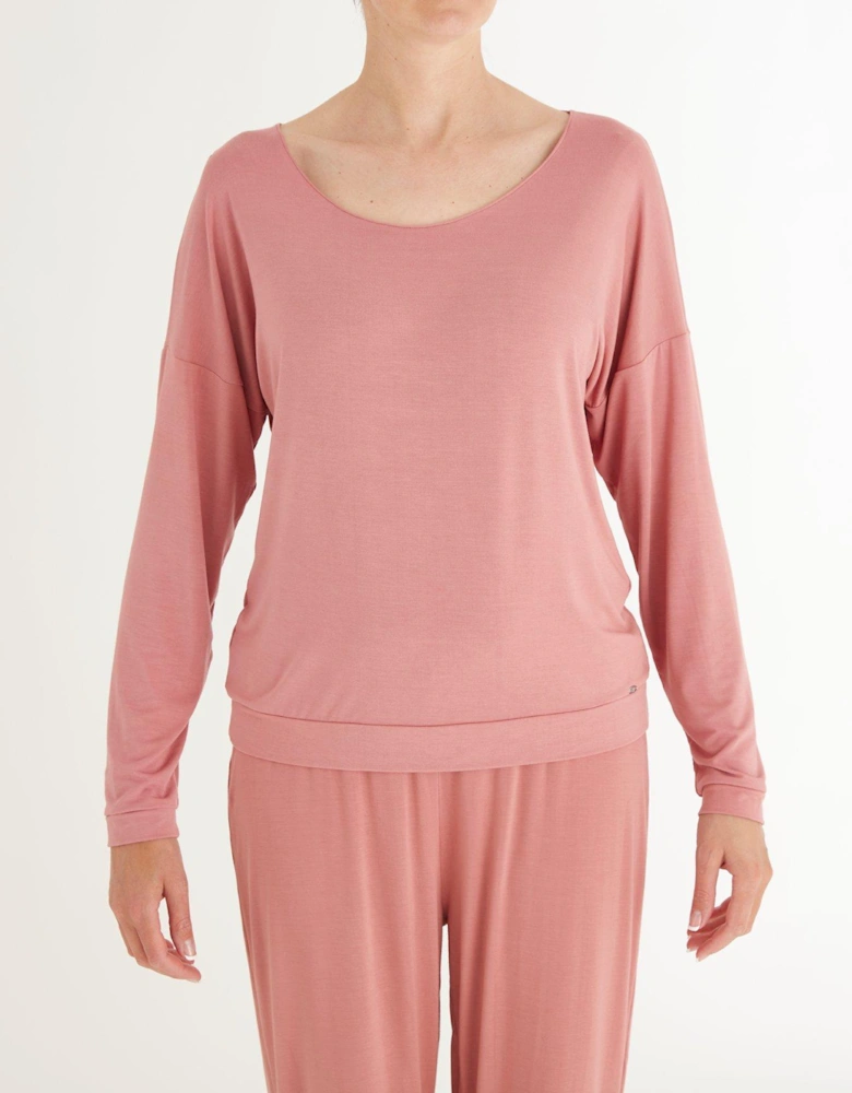 Botanical Lace Lounge Slouch Top - Dusty Rose
