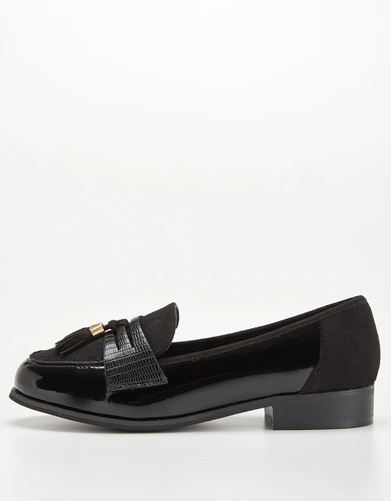 Extra Wide Fit Tassel Loafers - Black