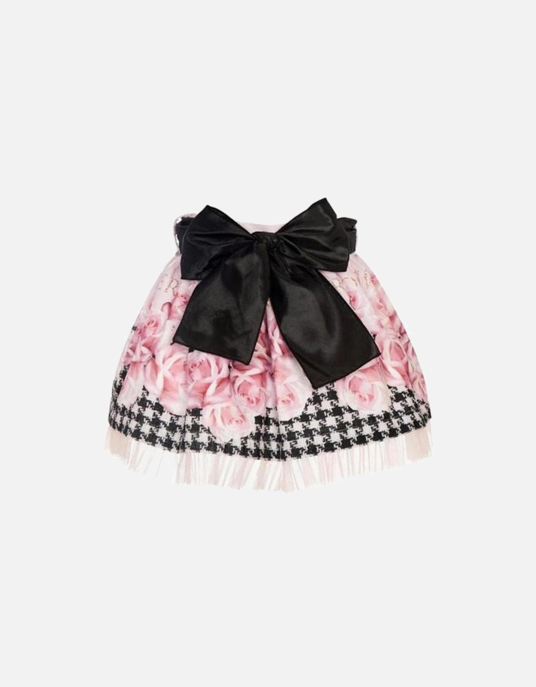 Girls Black & Pink Rose Skirt