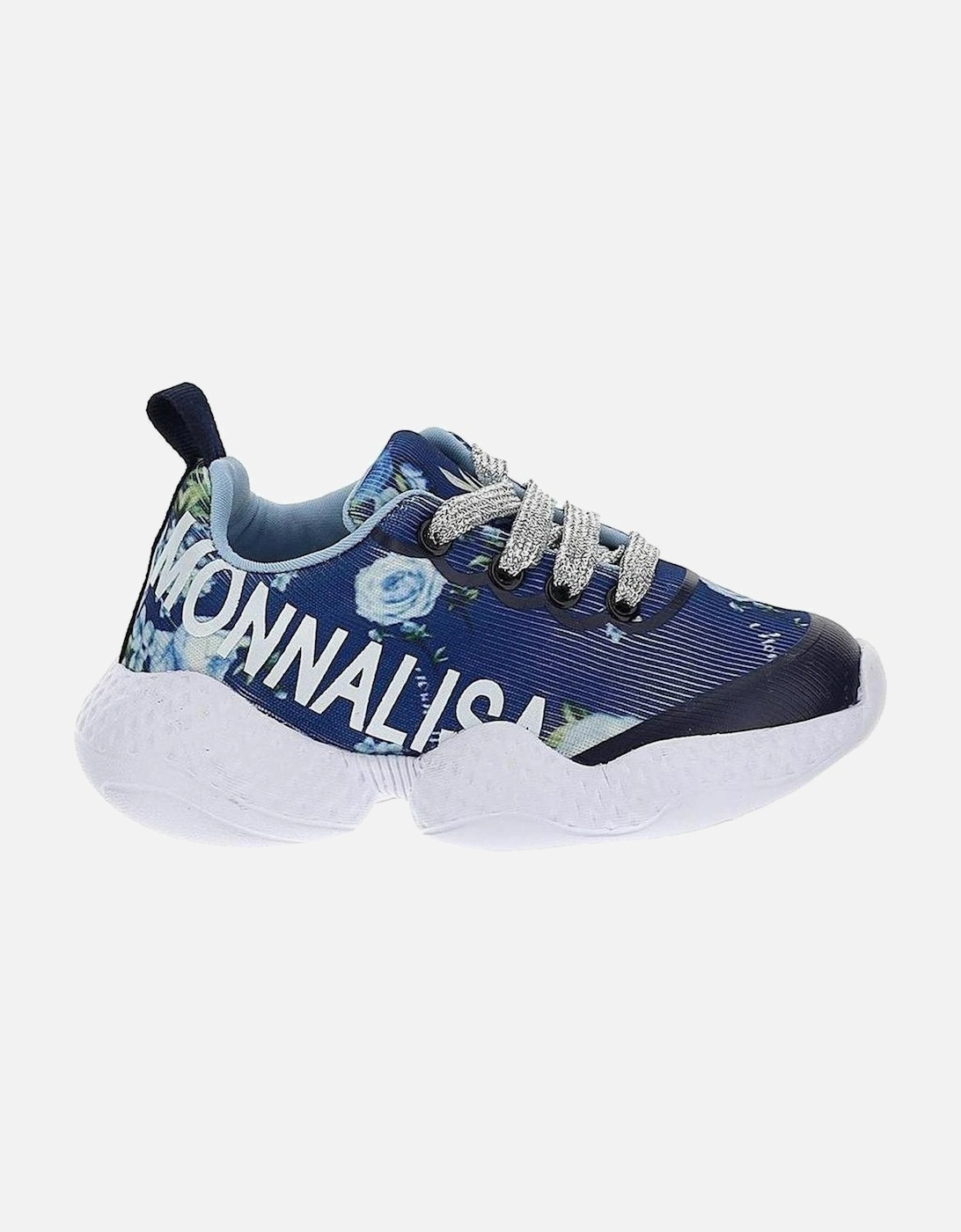 Girls Navy Floral Paris Trainers, 2 of 1