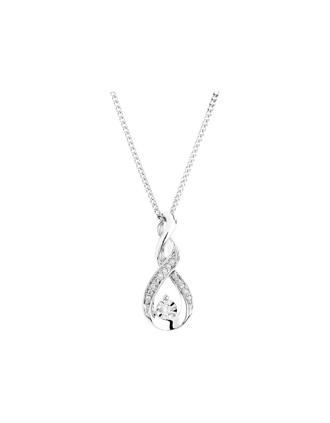 9ct White Gold 0.10ct Diamond Twist Necklace 18 Inches, 2 of 1