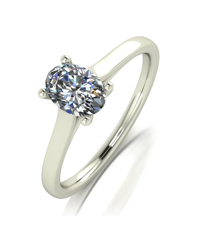 9ct White Gold 7X5 Oval Solitaire Ring