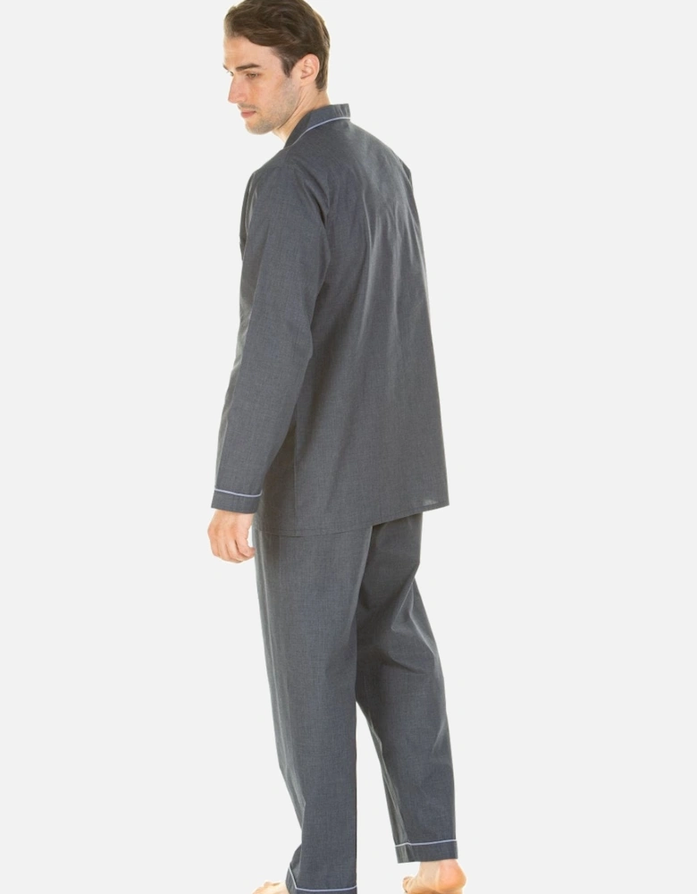 Classic Mens Marl Effect Full Length Easycare Charcoal Pyjama Sets