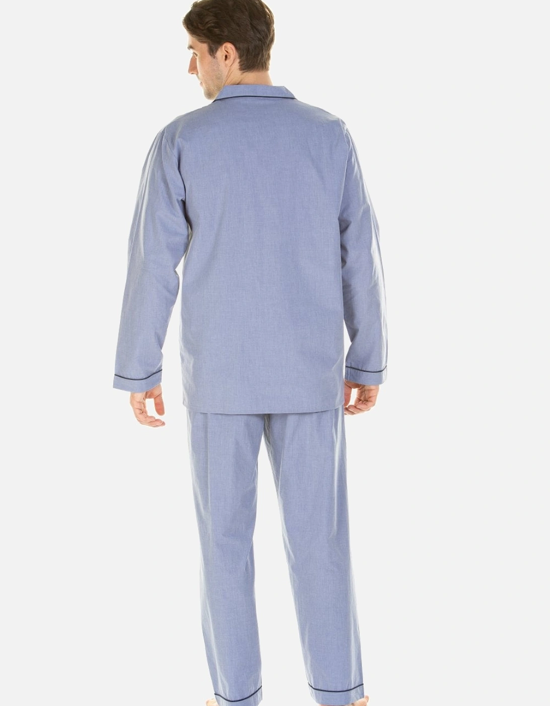 Classic Mens Marl Effect Full Length Easycare Blue Pyjama Sets