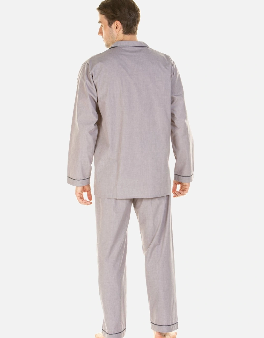 Classic Mens Marl Effect Full Length Easycare Grey Pyjama Sets