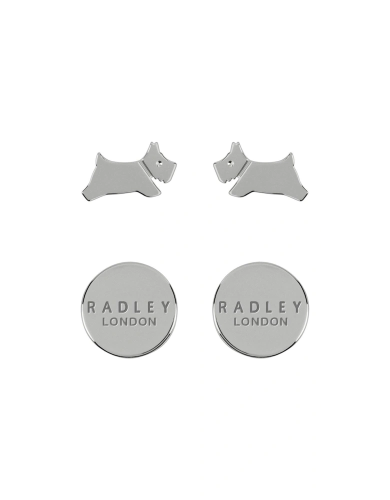 London Ladies Silver Leaping Dog Twin Pack Stud Earrings