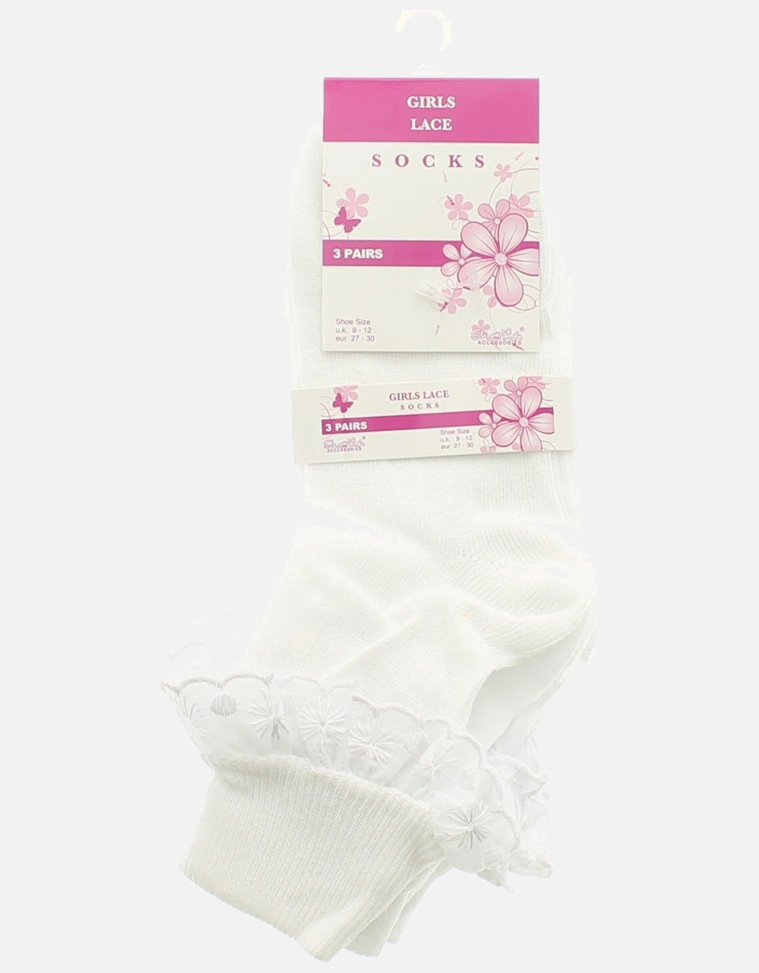 Girls Frilly Ankle Socks 3 Pk white UK Size, 2 of 1