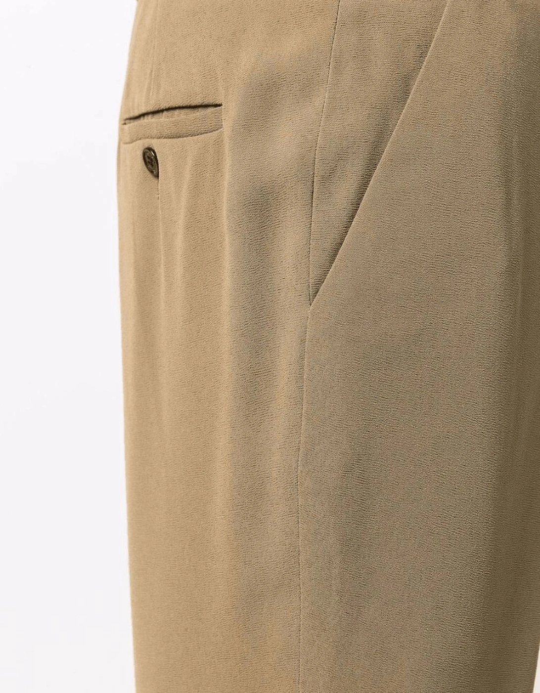Side Folded Crepe Pants Khaki