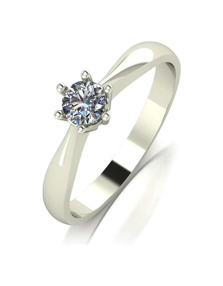 9ct White Gold 0.25ct Equivalent Stone Solitaire Ring