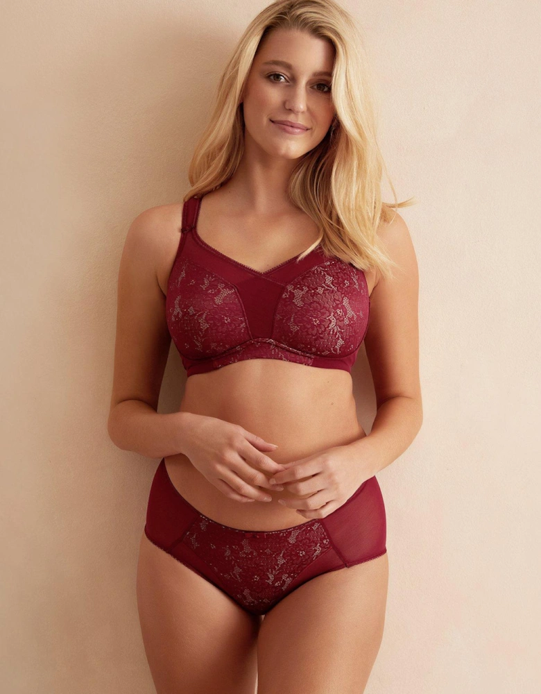 Beauty Lace Non Padded Underwire Everyday Minimiser Bra - Burgundy