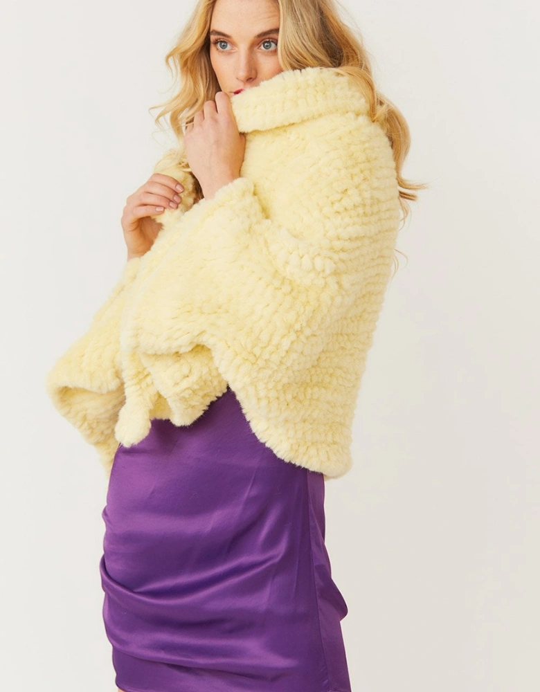 Yellow Faux Fur Cape Wrap