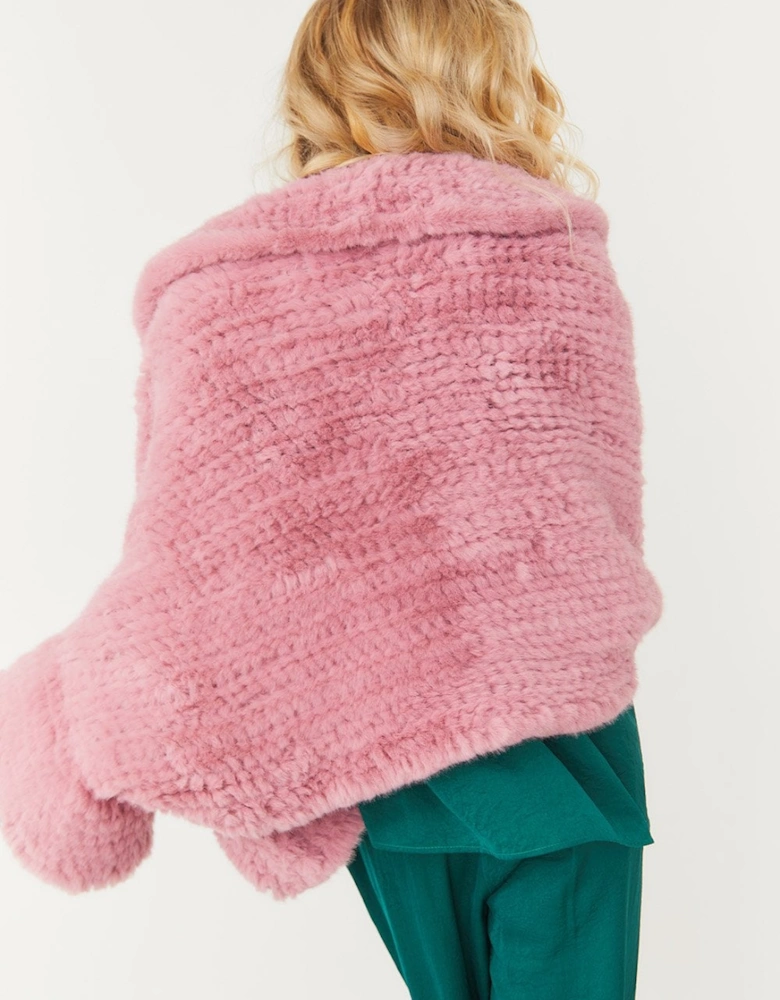 Pink Faux Fur Cape Wrap