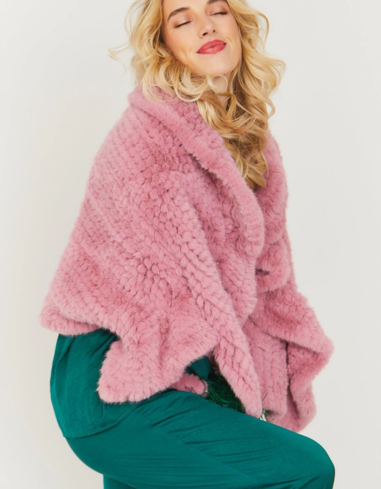 Pink Faux Fur Cape Wrap