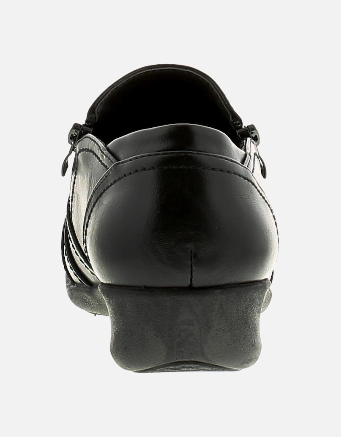 Womens Shoes Work Low Wedge Penelope Zip black UK Size