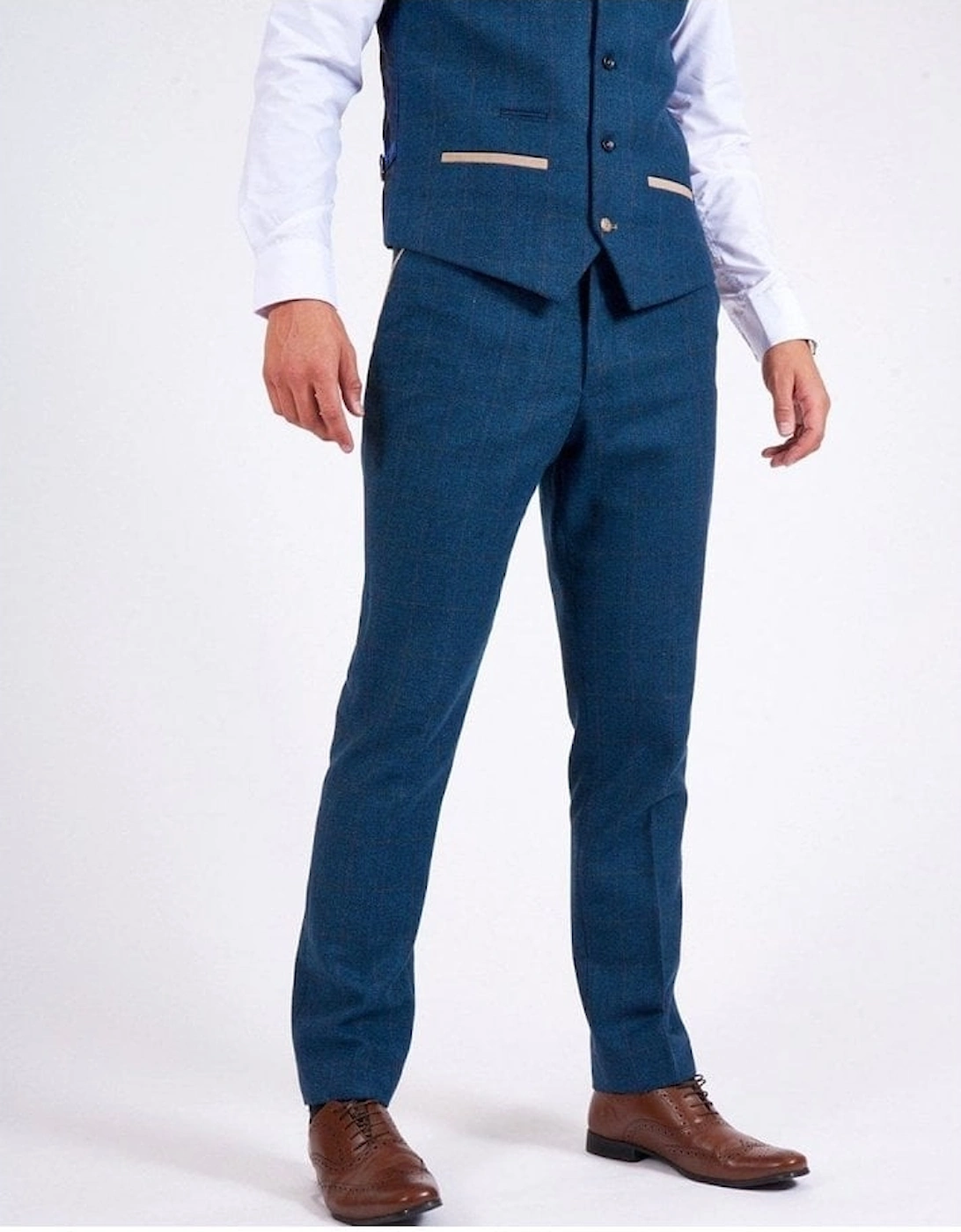 Dion Blue Herringbone Tweed Trousers