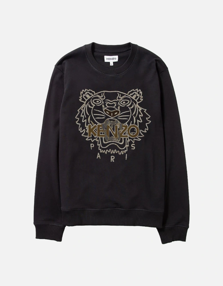 Men's Embroidered Tiger Sweater Black