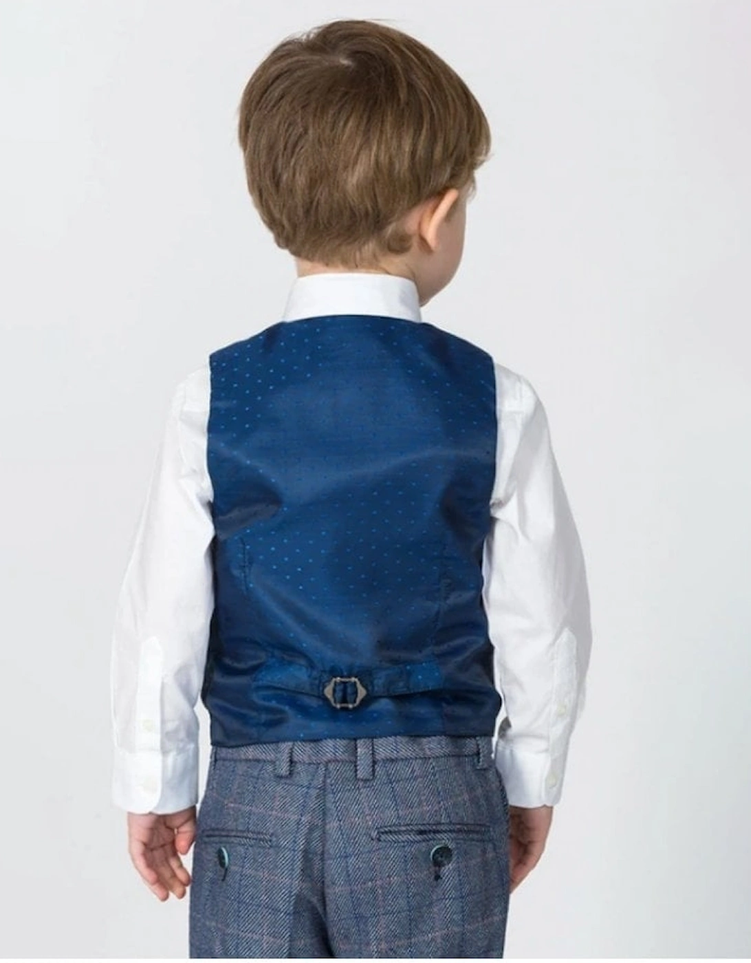 Childrens Hilton Blue Tweed Check Three Piece Suit