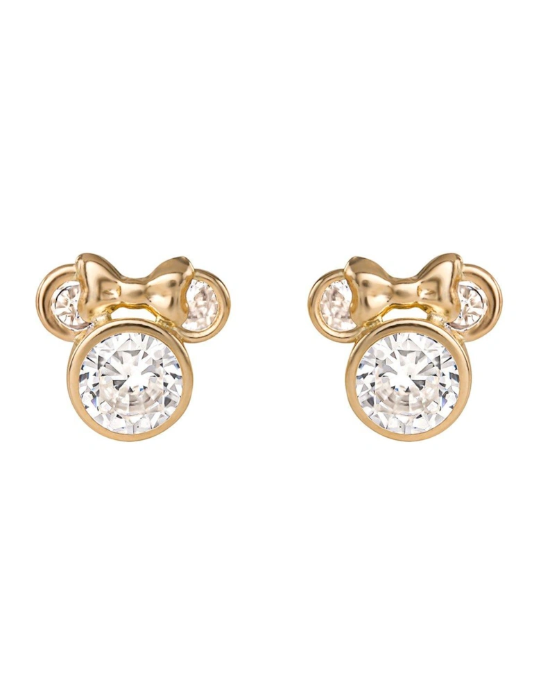 Minnie Mouse 10 Carat Gold Plated Stone Set Earrings