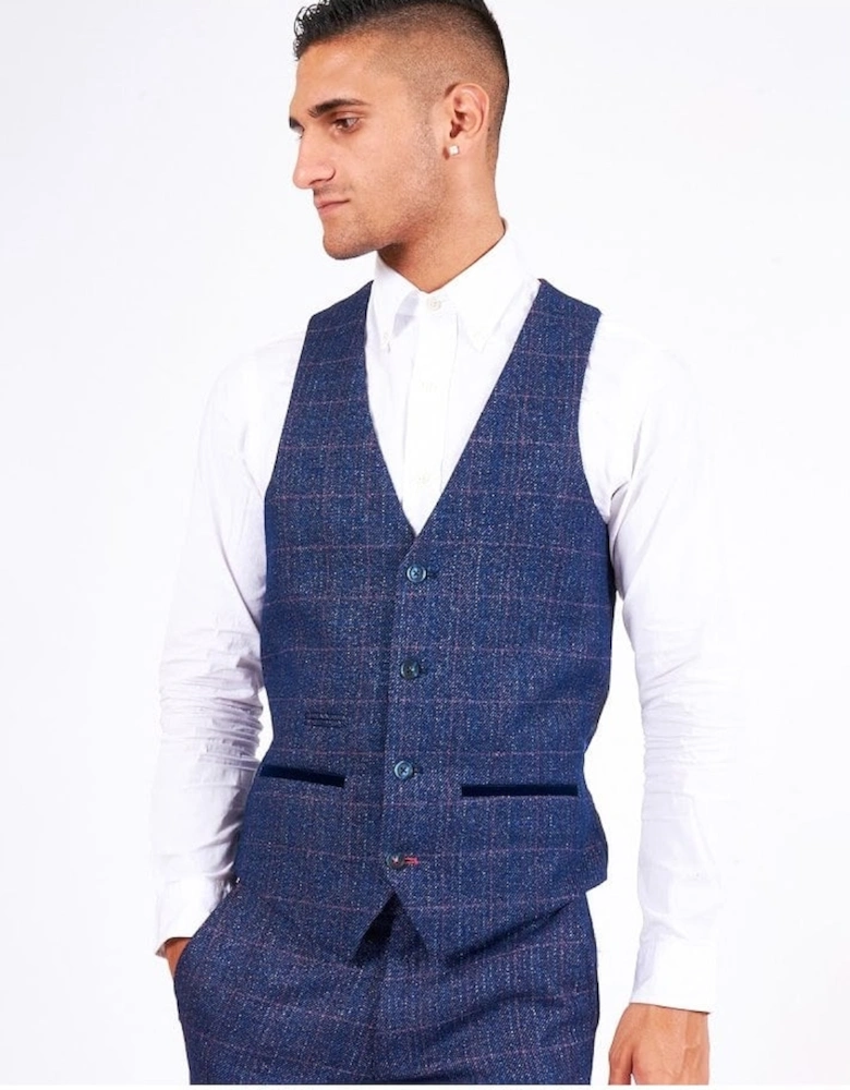 Harry Indigo Check Waistcoat