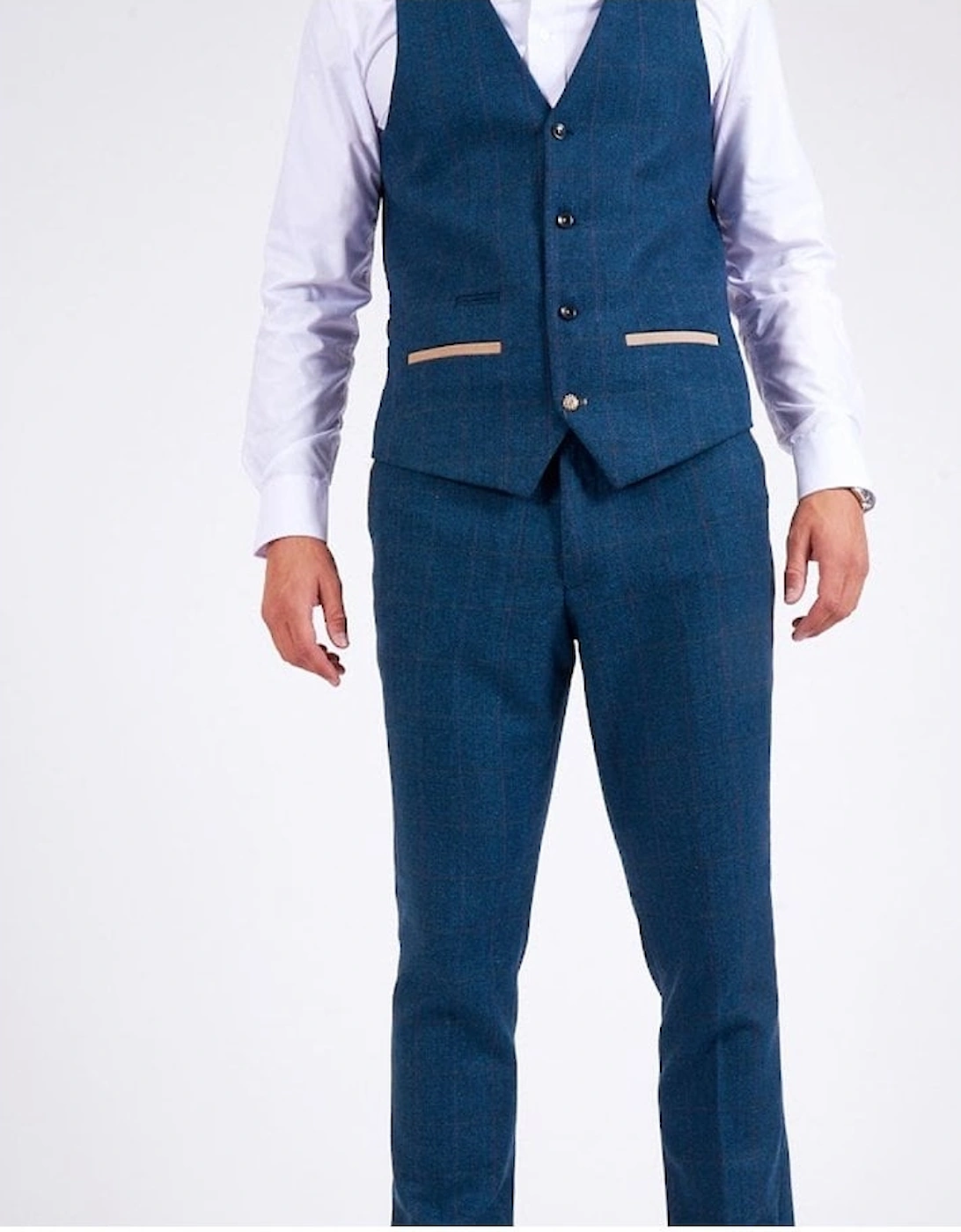 Dion Blue Herringbone Tweed Waistcoat