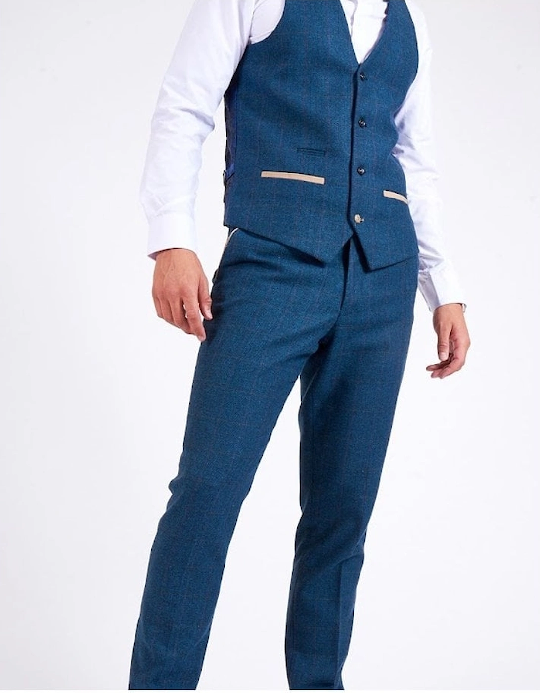 Dion Blue Herringbone Tweed Waistcoat