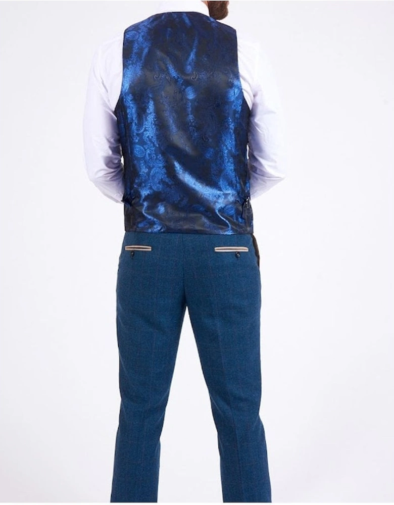 Dion Blue Herringbone Tweed Waistcoat