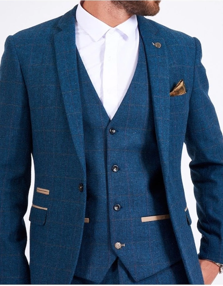 Dion Blue Herringbone Tweed Blazer