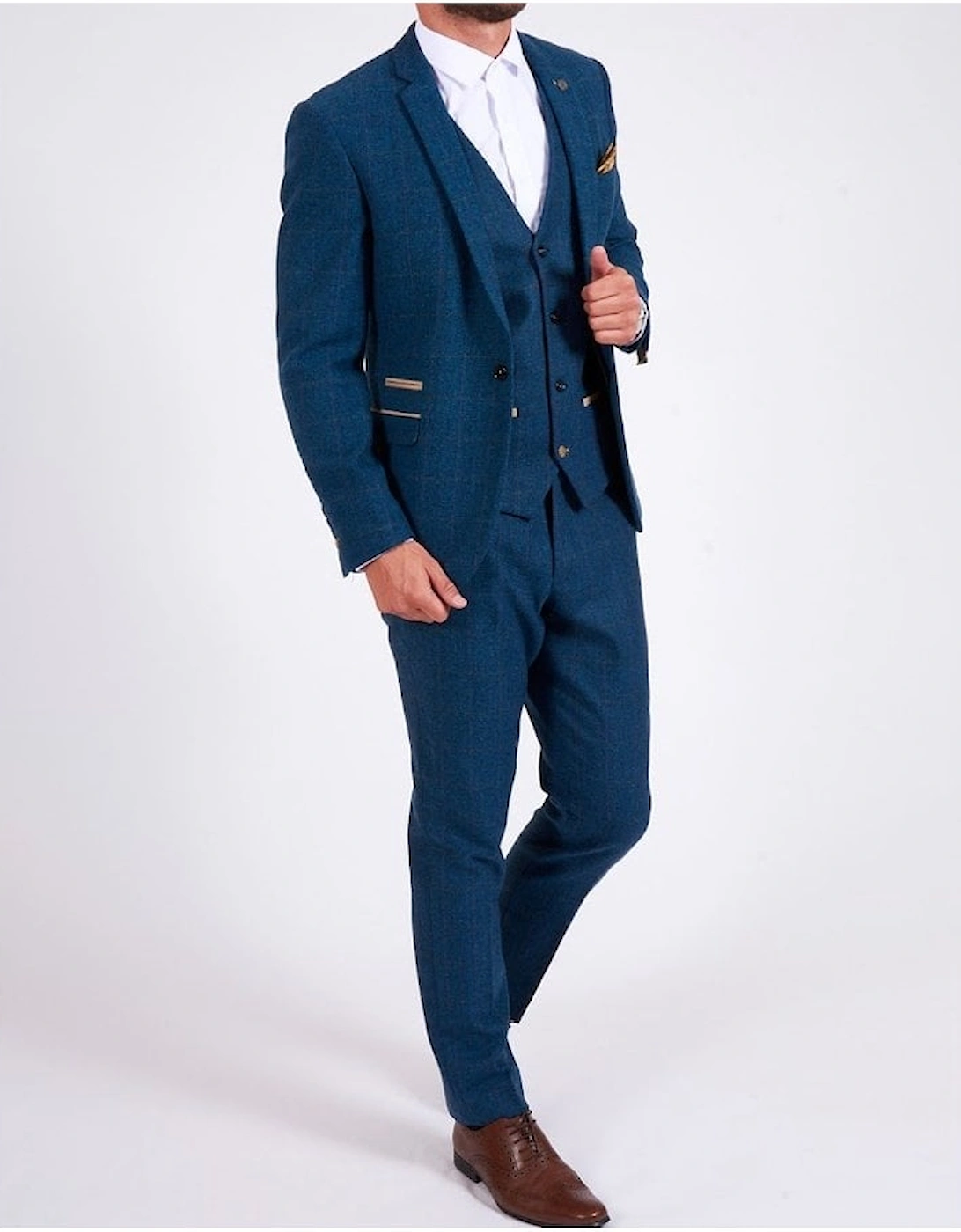 Dion Blue Herringbone Tweed Blazer