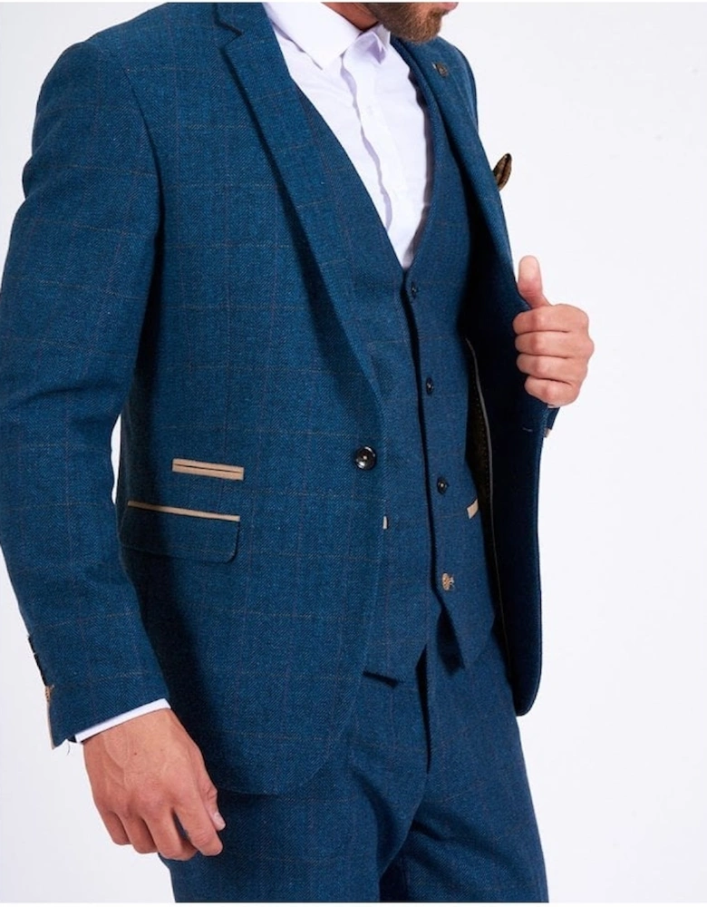Dion Blue Herringbone Tweed Blazer
