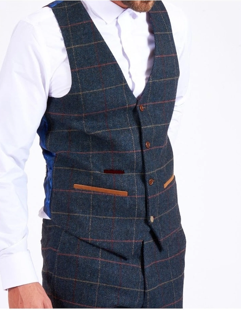 Eton Navy Check Waistcoat