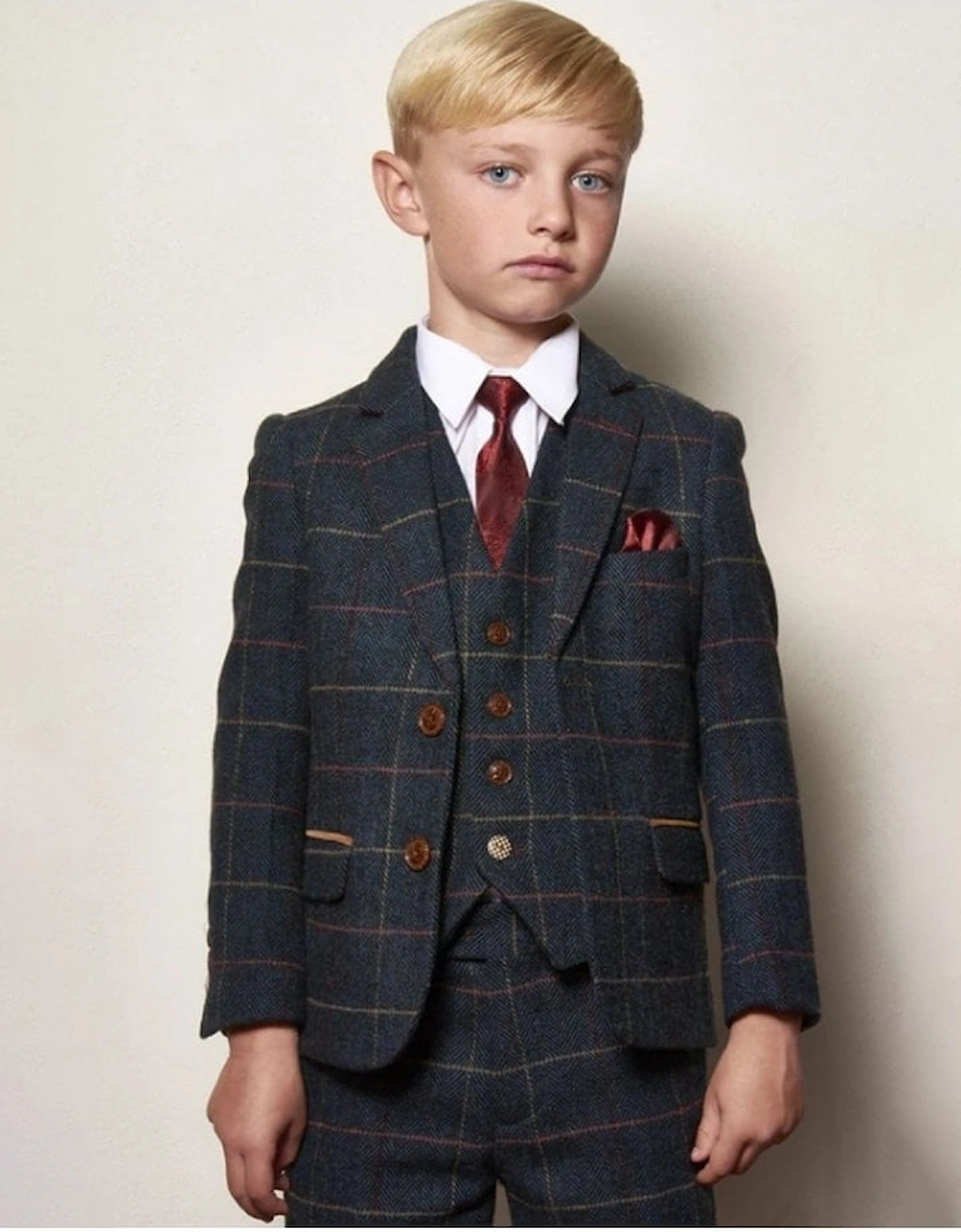 Childrens Eton Tweed Check Three Piece Suit