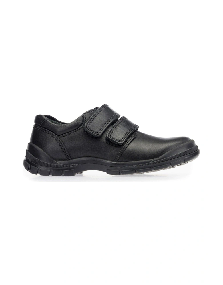 Engineer Black Leather Rip Tape Smart Boys School Shoes