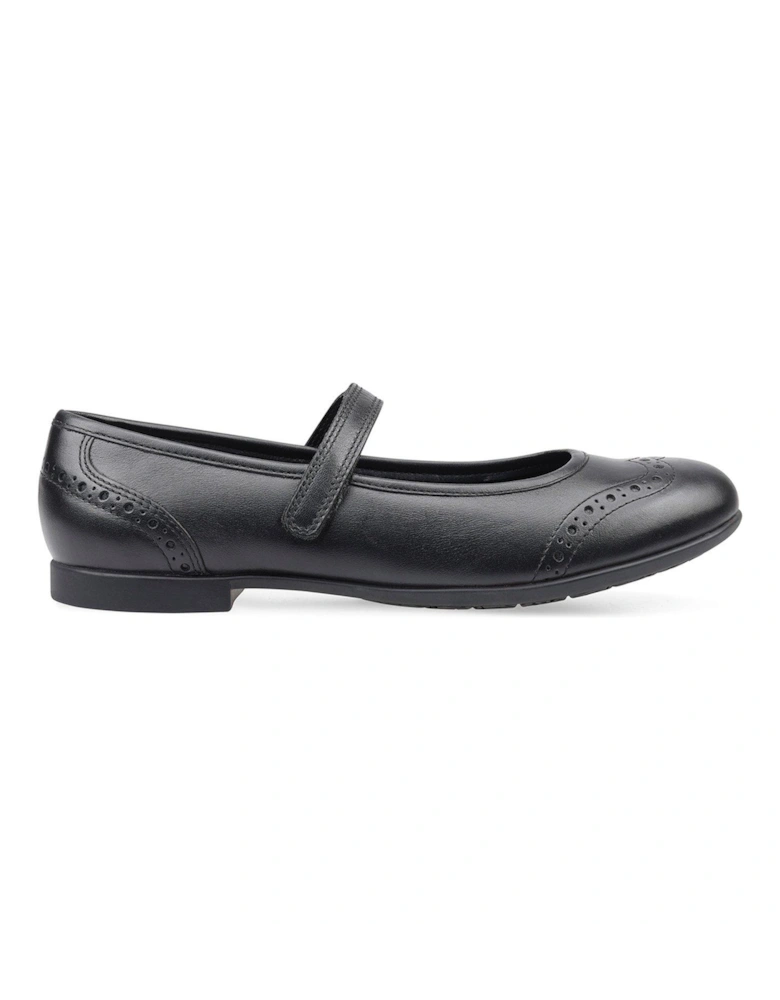 Impress Girls Black Leather Mary Jane School Shoes