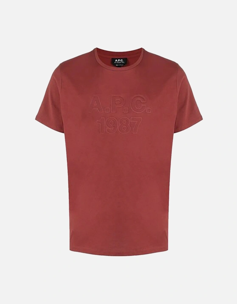 A.P.C Men's Hartman Embossed Logo T-Shirt Burgundy