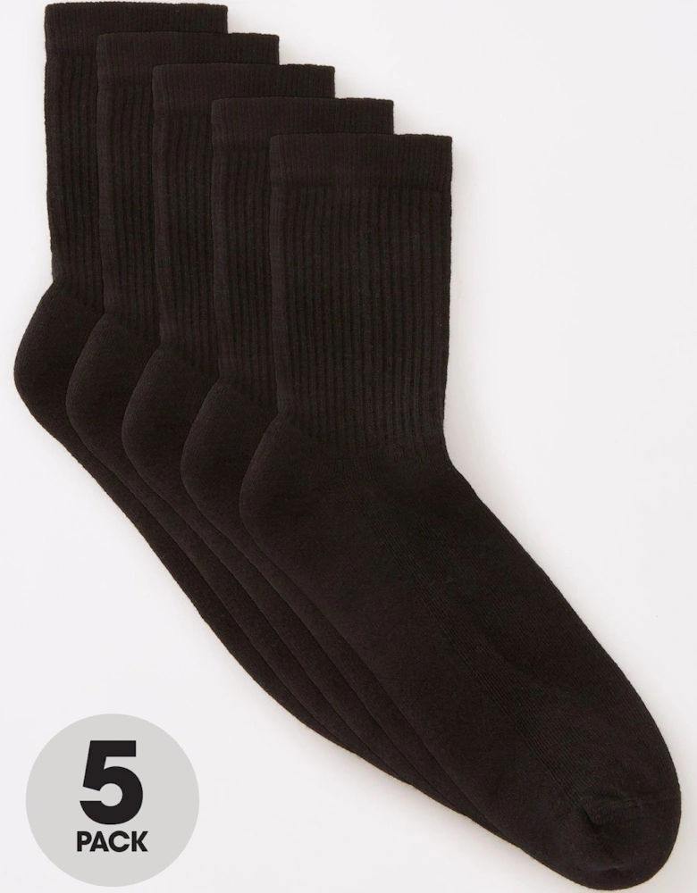 Unisex 5 Pack Black Sports Socks