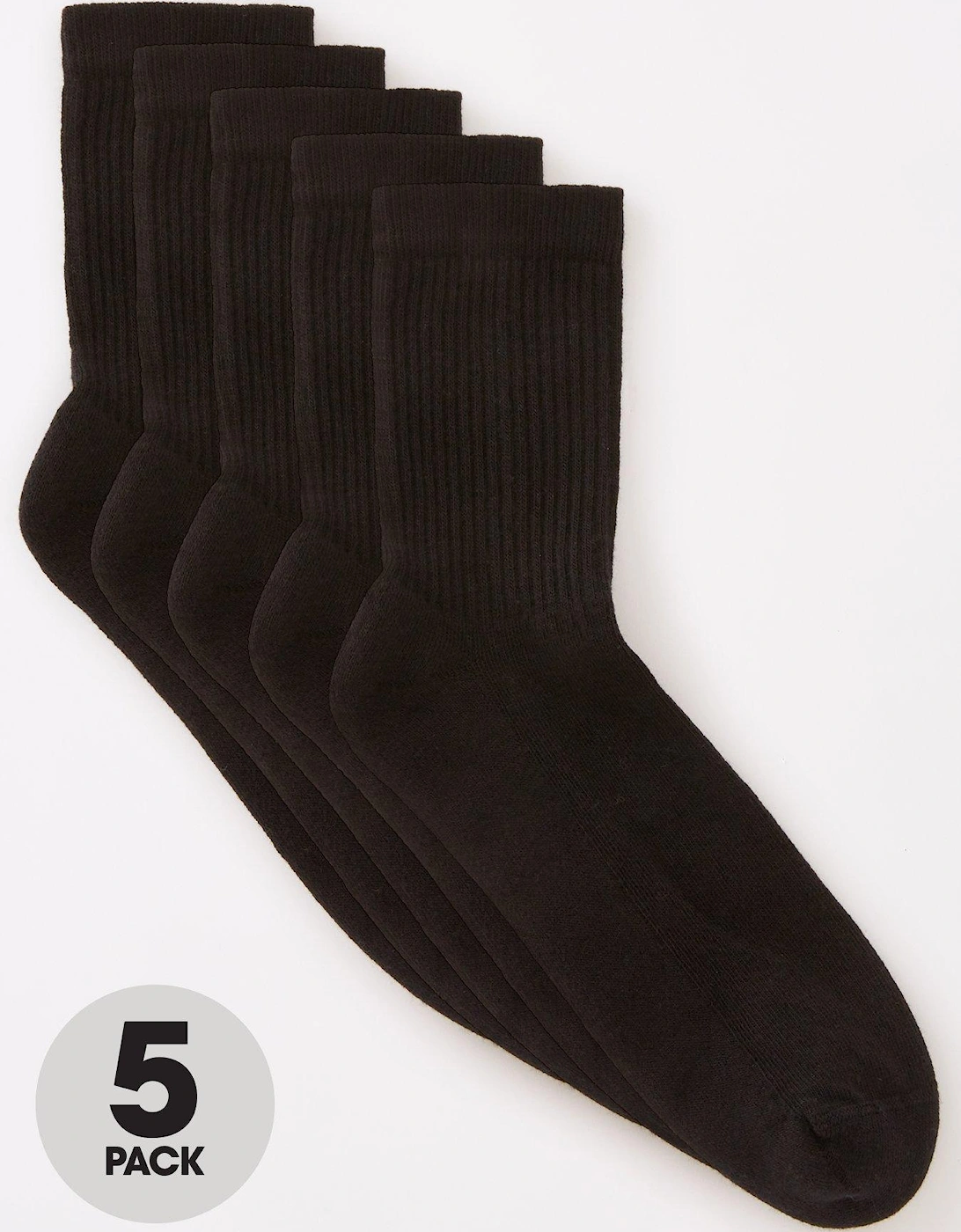Unisex 5 Pack Black Sports Socks, 2 of 1