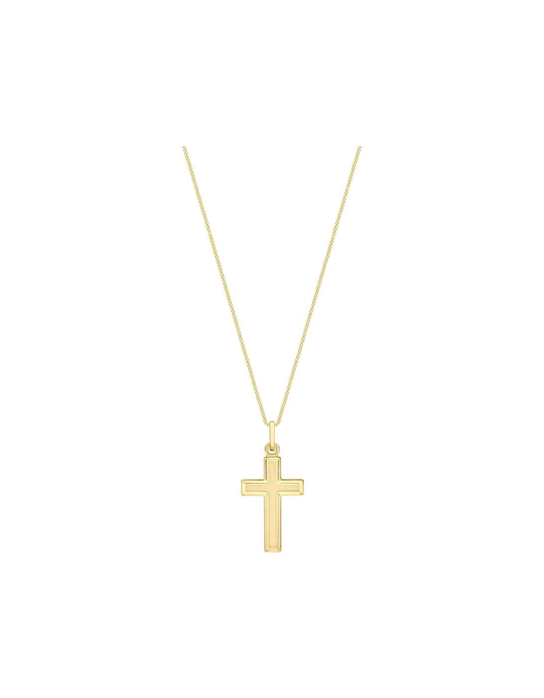 9ct Yellow Gold 16mm x 34mm Bevelled-Edge Cross Pendant+chain, 2 of 1
