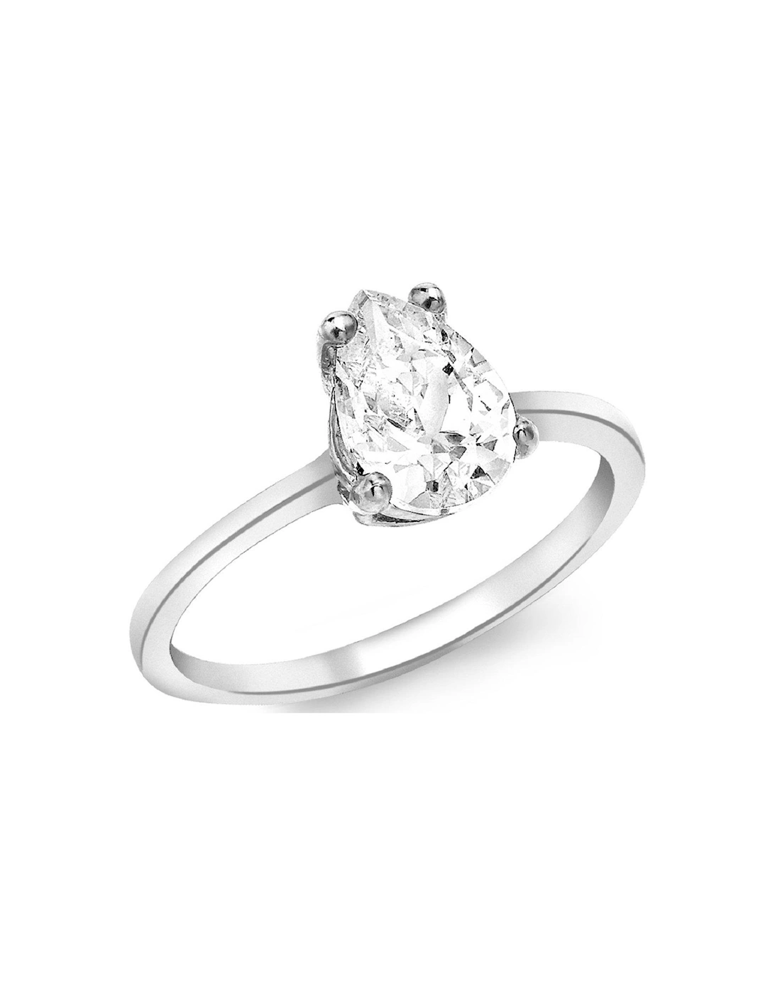 9ct White Gold 7mm x 9mm Pear Cut CZ Ring, 2 of 1