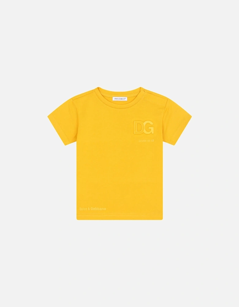 Jersey T-shirt with embossed logo Yellow